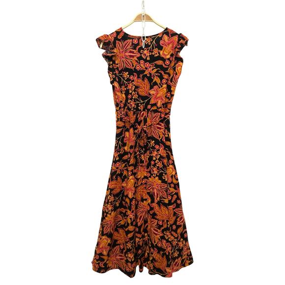 NWT CeCe Beachy Romance High Tide Wrap Short Sleeve Black Red Midi Maxi Dress - Picture 2 of 11